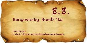 Benyovszky Benáta névjegykártya